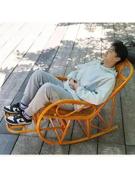 Кресло-качалка с откидной спинкой для взрослых Обеденный перерыв Складной Для пожилых Людей Специальный досуг Плетеное Ленивое кресло с летней спинкой Бесплатно и просто