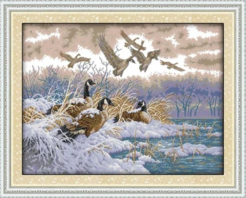 Набор для вышивания крестиком с рисунком животных СДЕЛАЙ Сам Снежные Птицы 14 карат 11 карат Холст Ткань Набор для вышивания и шитья Украшение дома