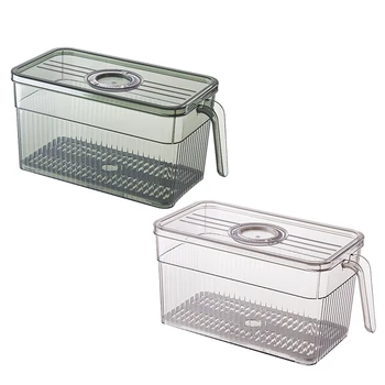 Ящик для хранения в холодильнике, хронометраж, коробка-органайзер для свежих продуктов с ручкой из прозрачного материала