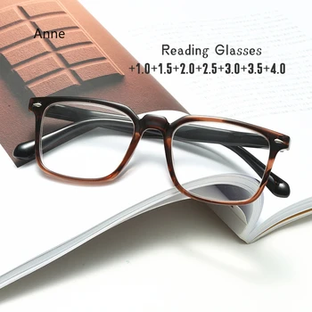 Винтажные очки для чтения, Мужские очки для дальнозоркости с синим светом, женские Классические полнокадровые прозрачные очки с диоптриями от + 1,0 до + 4,0