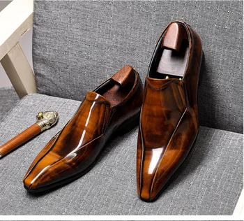 Дышащая мужская обувь из яркой кожи, деловые туфли, лоферы, повседневная обувь, мужская модная обувь