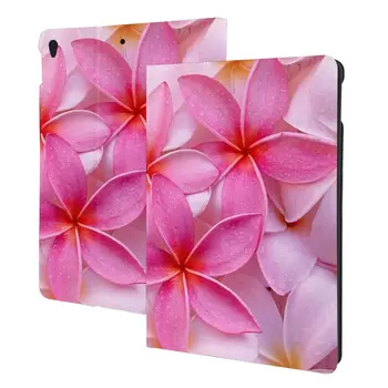 Чехол Tropical Pink Plumeria Flowers для iPad 2022 10,5-10,2 Дюймов с держателем для карандашей, Искусственная кожа, Тонкий, Ударопрочный, Автоматический режим сна/Пробуждения