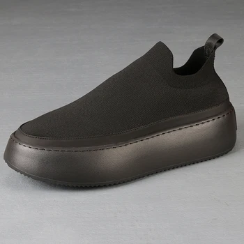 Корейская версия модного тренда TAFN, повседневная мужская обувь на платформе с толстой подошвой из плетеной сетки, ленивая обувь на одну ногу в tide shoes
