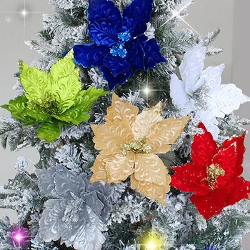 Украшение Рождественской елки из искусственных цветов 1ШТ. Искусственные Рождественские цветы Подарок на Новый год