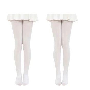 2X Белые детские Бархатные балетные колготки для девочек, Танцевальные носки, Носки из микрофибры, Профессиональные Танцевальные Леггинсы S