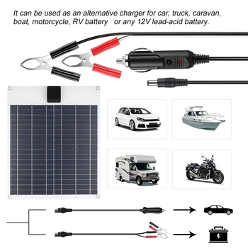 Портативная Солнечная панель мощностью 20 Вт, Солнечное зарядное устройство для автомобильного аккумулятора 5V USB + Type C + 18V DC5521, Гибкая Солнечная Зарядная панель, водонепроницаемая для автомобиля RV