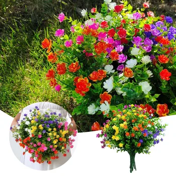 10шт 6 видов искусственных цветов, уличные кустарники для подвешивания, кашпо, домашнее свадебное крыльцо, Держатель для букетов из искусственных цветов