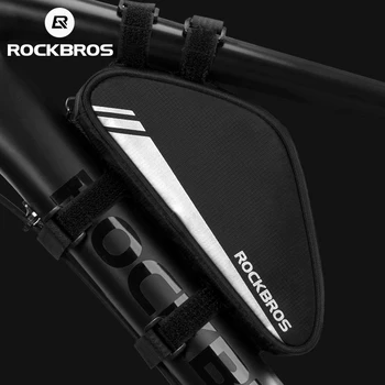 Официальная сумка ROCKBROS с треугольной балкой, сумка для верхней трубки, сумка для велосипедного седла, сумка для телефона MTB, 0,7 л, аксессуары для велосипедов с высокой отражающей способностью.