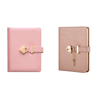 2 предмета, Дневник с кодовым замком в форме сердца, личные органайзеры, Секретный блокнот в подарок-Розовый и шампанское