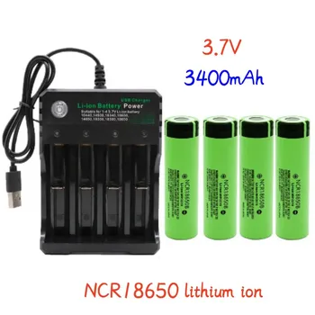 Новый тип литиевой батареи NCR18650 3,7 В 3400 мАч, дополнительное зарядное устройство для зарядки фонарика.