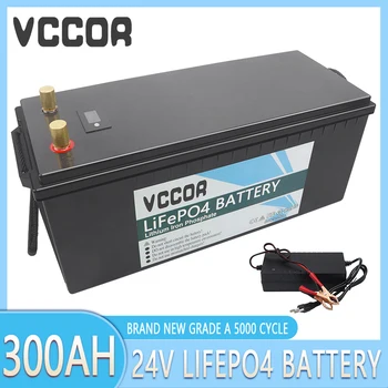 Батарея 24V LiFePO4 300AH Встроенные Литий-Железо-Фосфатные Элементы BMS В Упаковке 5000 Циклов Для Кемперов RV Golf Cart Solar С Зарядным устройством