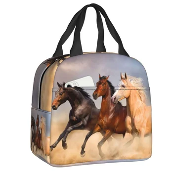 Изготовленная на заказ сумка для ланча в виде лошади, теплые ланч-боксы с кулерами для женщин, детей, школы, работы, контейнера для еды для пикника