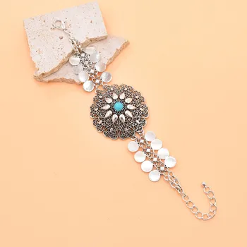 Винтажный бирюзовый браслет ручной работы в этническом стиле, Модный богемный браслет, женские украшения для туристических вечеринок