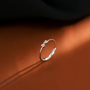 Роскошные кольца с бантом из циркона для женщин, Модное Открытое регулируемое кольцо для милой девушки, ювелирный подарок для вечеринки Kpop e891