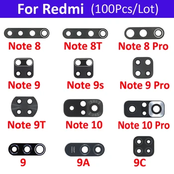 100ШТ Оригинальное Стекло Камеры Для Xiaomi Redmi Note 7 8 8T 9 9S 10 10s Pro 5G 9 9A 9C Стеклянный Объектив Задней Камеры С Клеем