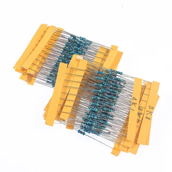 1% Высококачественный металлический пленочный резистор мощностью 1/4 Вт в ассортименте - 300 шт., 30 видов для точного сопротивления электронные поделки 10 Ом ~ 1 м