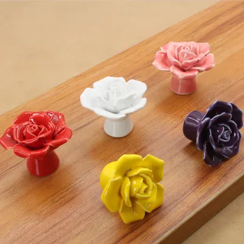 Модные мебельные ручки Фурнитура Керамические ручки для ящиков с розами Ручки для французских шкафов Ручки для кухонных шкафов
