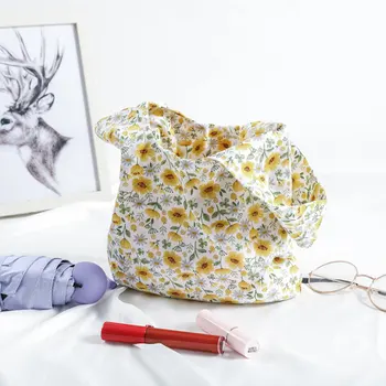 Портативная ручная сумка Soft Breeze, завязанные на запястье сумки, художественная молодежная хлопчатобумажная мини-сумочка, кошелек с ключом, многоразовые сумки для покупок