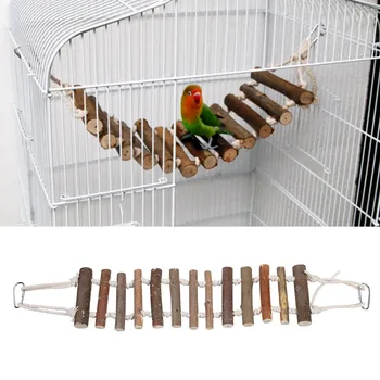 Попугай Натуральная веревка Деревянная лестница Качели Игрушка Подвесной скалолазный мост жевательные игрушки для домашних птиц