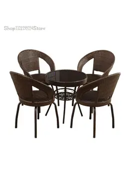 Коагуляция - это небольшой тростниковый чайный столик из трех частей, Балконные стулья, Уличный дворик, современное и контрактное одинарное плетение.