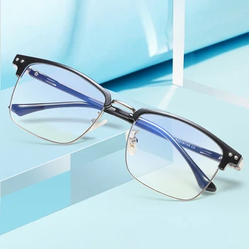 Дизайнерские Мужские Роскошные очки В оправе, Мужские Квадратные Оптические очки в деловом стиле с линзами против синего света, очки из сплава # 52016