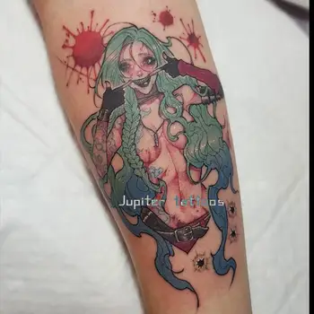 Новая темная аниме-девушка, Тотемное искусство, Водонепроницаемые тату-наклейки для женщины Y2K, Временная татуировка на руке, теле, Аниме, Поддельная татуировка Оптом