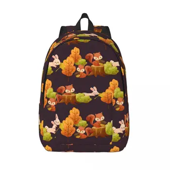 Осенние деревья, листья, Белки, Кролики, рюкзак, дорожная сумка унисекс, школьный рюкзак, сумка для книг, Mochila