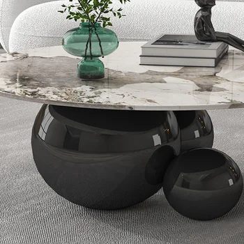 Чайный столик из легкой роскошной каменной плиты Креативной формы современного минималистичного дизайнера из мелкой бытовой сетки Красного Круглого чайного столика