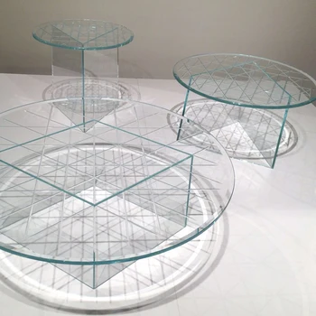 Журнальный столик в скандинавском стиле, Акриловый круглый кристалл, линия преломления, Прозрачный стол, гостиная, небольшая квартира, стол для гостиной