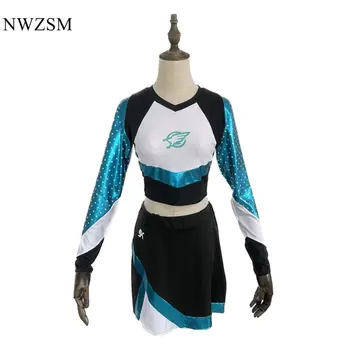 Форма болельщицы NWZSM Euphoria, наряд Мэдди, укороченный топ с длинным рукавом и мини-юбка, женский костюм для черлидинга средней школы