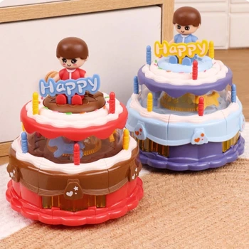 Мультяшная Мигающая игрушка для торта на день рождения, Электрическая игрушка MerryGoRound, Универсальная колесная машинка для детей, обучающая малыша ползанию, игрушка