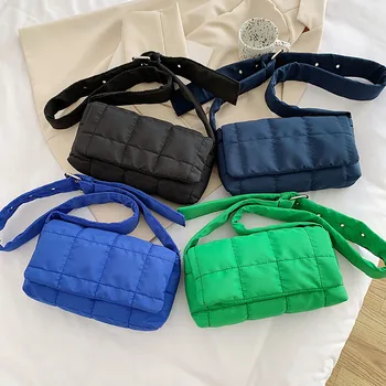 Новые модные хлопчатобумажные женские сумки через плечо Space Pad, зимние стеганые сумки для покупок с нейлоновой подкладкой, Женские повседневные сумки через плечо, сумки
