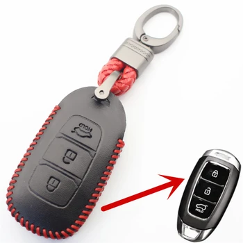 Чехол для Смарт-ключей из натуральной Кожи с 3 кнопками Для Hyundai I30 IX25 Accent Palisade Santa Fe Kona Elantra Celesta
