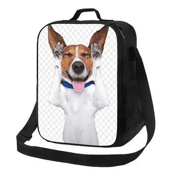 Изготовленная на заказ сумка для ланча с забавной собакой Джек-Рассел-терьером, женские Теплые Ланч-боксы с изоляцией-охладителем для детской школы