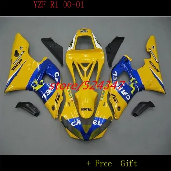 Hey-camel + Для 00-01 YZFR1 00 01 YZF1000 YZF R1 YZF 1000 YZF-R1 R1 2000 2001 Обтекатели сине-желтые для Yamaha
