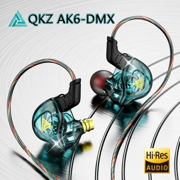 AK6-DMX, проводные наушники HiFi, Стереонаушники с дополнительными басами, наушники-вкладыши с микрофоном, медный драйвер, шумоподавляющие наушники для спортивной музыки