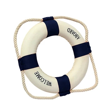 Добро пожаловать на борт пенопластового морского спасательного круга, кольцо для лодки, настенное украшение для дома, синее 50 см