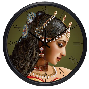 Классический портрет Индии Креативная красавица Девушка Настенные часы Украшение