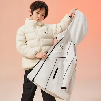Российское хит продаж, Зимнее детское пуховое пальто, пальто из двух предметов, подходящее по цвету для мальчиков и девочек, теплая куртка на белом утином пуху -30 ℃ A3128