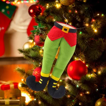 Рождественские эльфы, украшения для ног, подвески, плюшевые набитые ножки, Рождественский домашний декор, Развешивание рождественских украшений на елке.