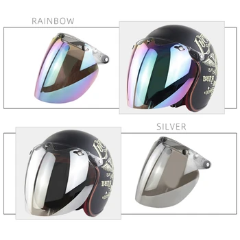 Козырек шлема с открытым лицом, 3-защелкивающийся Защитный Козырек, Красочный шлем, Пузырчатый Козырек, Аксессуары для мотоциклетных шлемов A70F