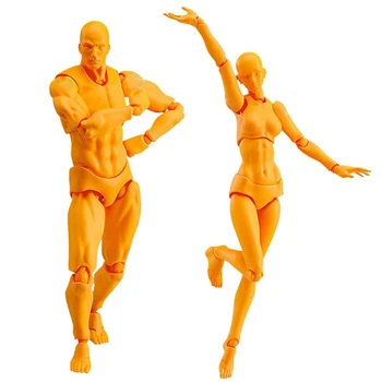 Кукла-кун из 2 частей, манекен для рисования фигурок для набора Мужчина + женщина (оранжевый)