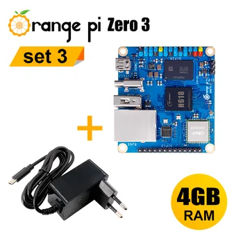 Оранжевый Pi Zero3 4G + 5V3A Тип C Блок питания Allwinner H618 64bit USB2.0 WiFi5 BT5.0 Гигабитный Порт Одиночная плата разработки