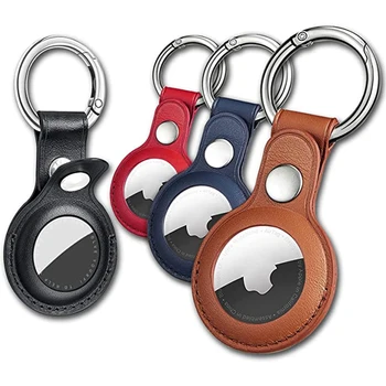 Кожаный Брелок для Apple Airtags Case Защитная Крышка Бампер Shell Tracker Аксессуары для Защиты от царапин Airtag Key Ring Держатель
