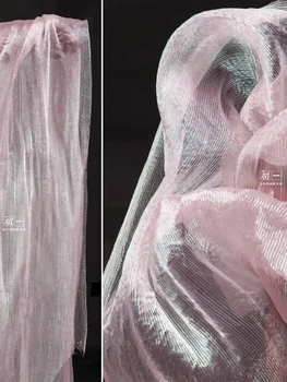 Прессованная плиссированная ткань из органзы Сетка пастельного цвета Креативное Свадебное платье Дизайнерское Шитье одежды Оптом Ткани на метр