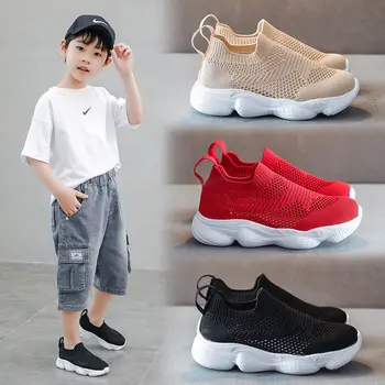 Обувь для мальчиков, Летняя и осенняя Новая детская спортивная Повседневная обувь, Дышащие тонкие туфли, Летняя Сетчатая ткань, детская обувь