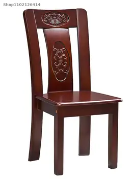 Полностью деревянный стул для дома с утолщенной спинкой для обеденного стула в ресторане отеля современный китайский стул из бревенчатого дерева