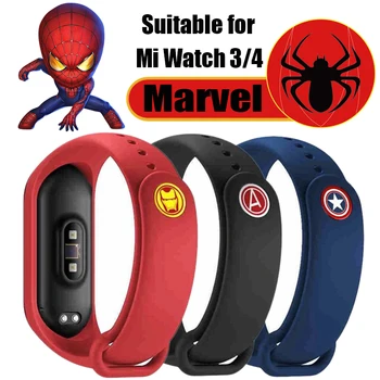 Подходит для ремешка Mi Band 3 4 Человек-паук Marvel Капитан Доллар железный человек Замените силиконовый браслет Mi Band 3 4 браслет