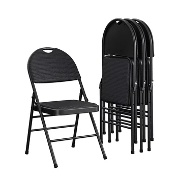 Коммерческий металлический складной стул XL Comfort с тканевой обивкой, черный, 4 шт.