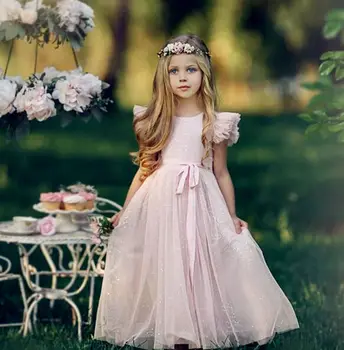 Платья для девочек в цветочек на свадьбу, кружевное праздничное платье для девочек, детские платья принцессы для первого причастия